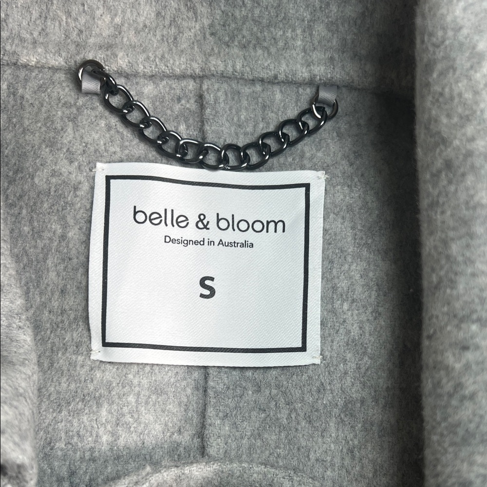 Belle & Bloom Gray Trench Coat wool blend size S - Picture 3 of 15